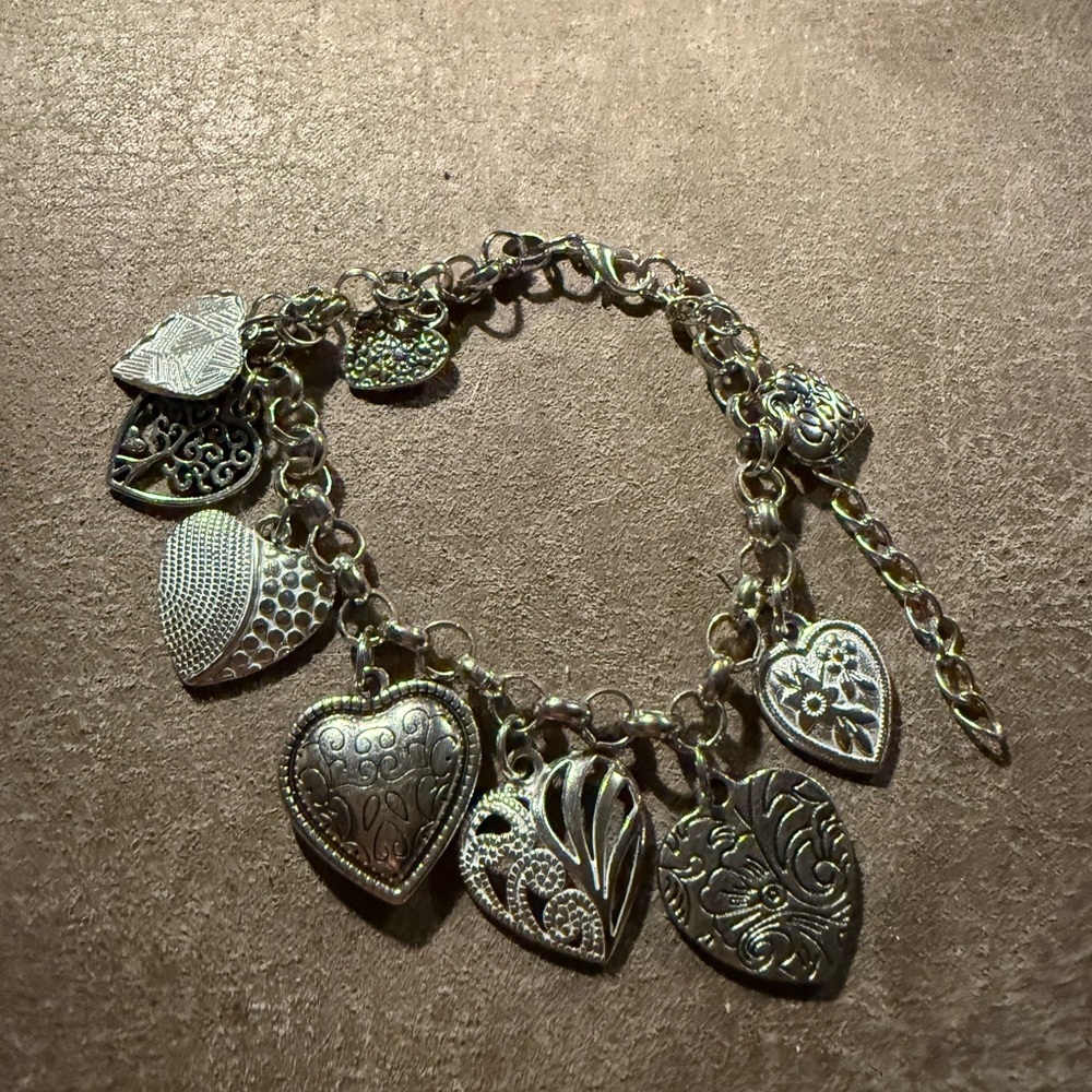 Silver Hearts Charm Bracelet